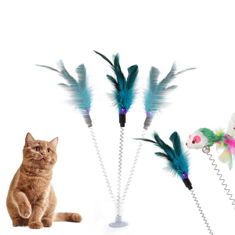 Spring Feathers Cat Toy with Suction Cup Spring Feathers Cat Toy with Suction Cup