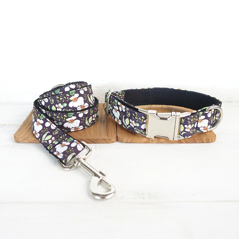 Floral Dog Collar and Leash Set